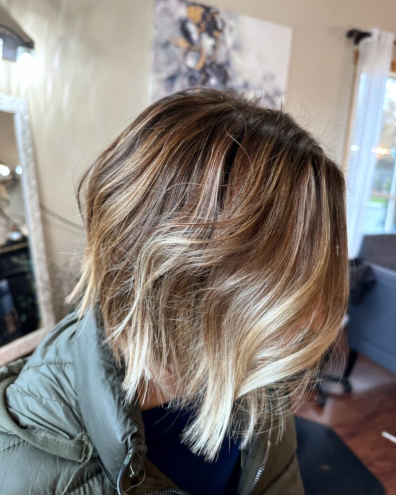 Textured bob with tousled blowout finish